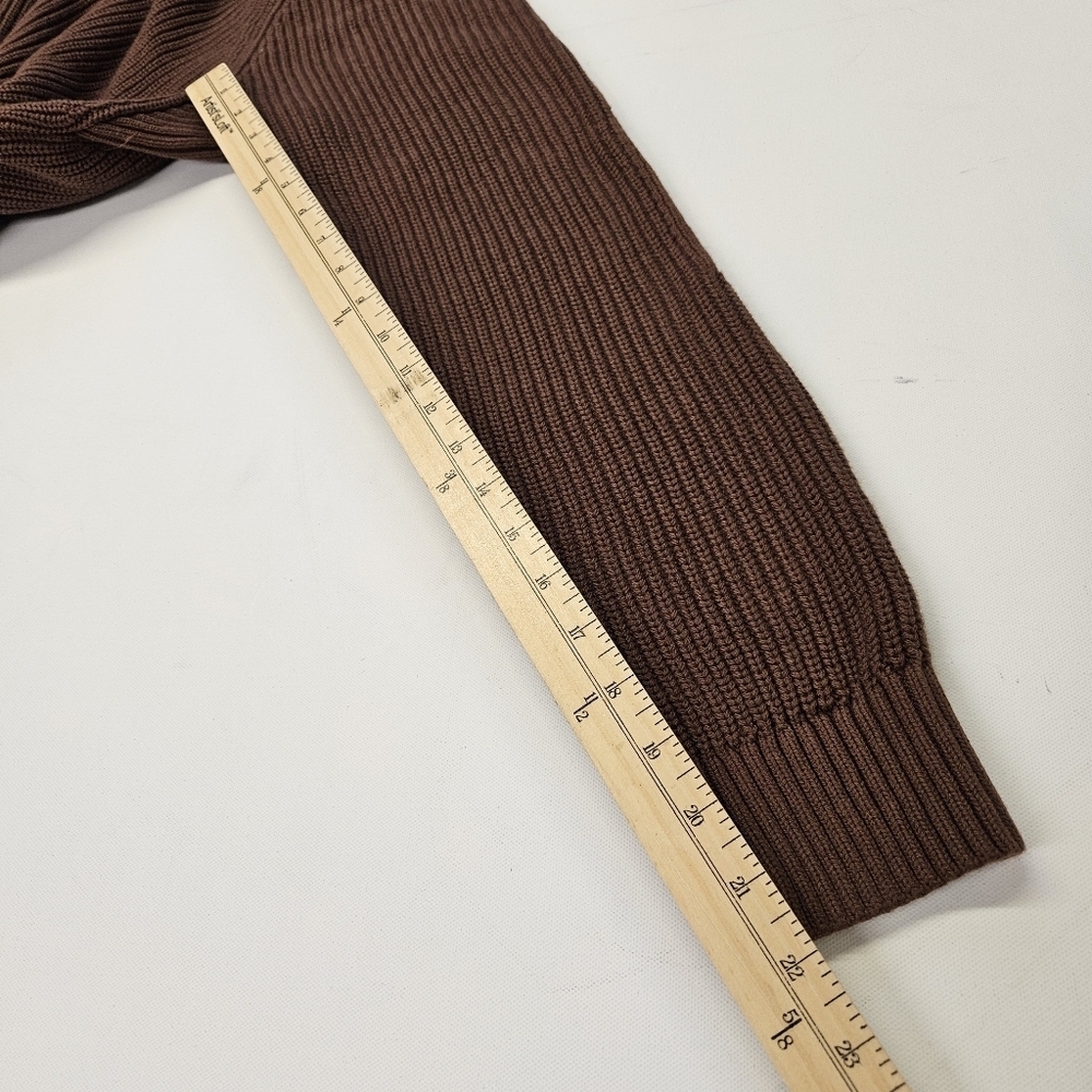 Duluth Men Large High Neck Infantry Sweater Brown Shawl Thick Cotton Knit - Picture 5 of 6